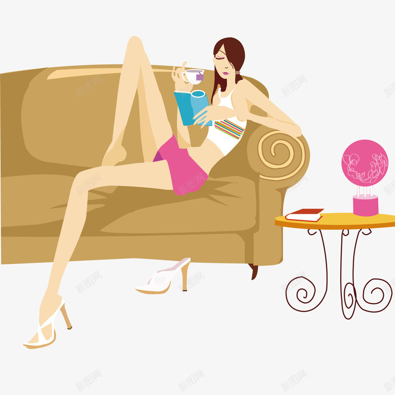 沙发上的性感女人png免抠素材_新图网 https://ixintu.com 卡通 性感 沙发
