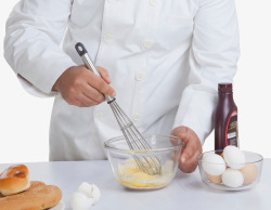 鸡蛋制作西式甜品厨师高清图片