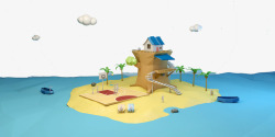 3D幻影模型3d等距房屋模型高清图片