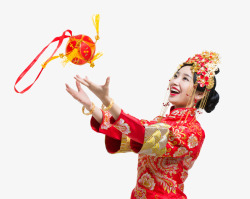 婚礼民俗传统古典抛绣球高清图片