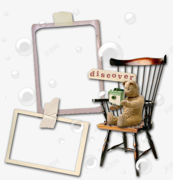 小熊坐椅子装饰木质边框png免抠素材_新图网 https://ixintu.com 木质 木质边框 椅子 装饰 装饰边框 边框装饰
