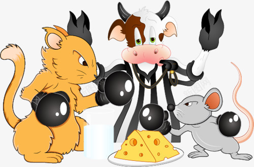 卡通比赛的老鼠猫和水牛png免抠素材_新图网 https://ixintu.com 卡通 比赛 水牛 猫 老鼠