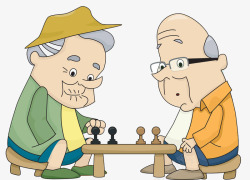 下棋的两个老爷爷素材