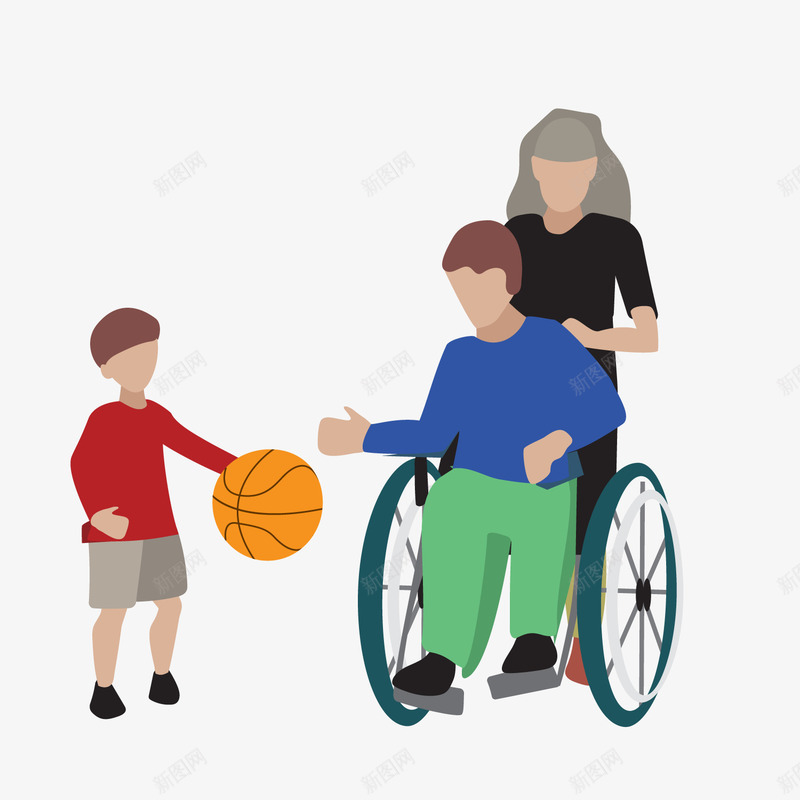 残疾男子人物png免抠素材_新图网 https://ixintu.com 卡通人物 小孩子 残疾人物 背景装饰 轮椅男子