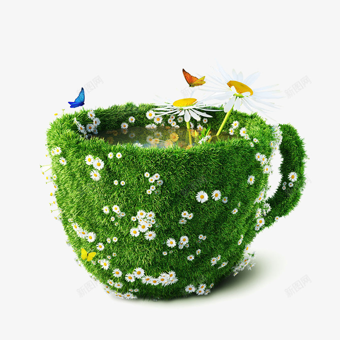 创意咖啡杯里的花草风景png免抠素材_新图网 https://ixintu.com 创意 咖啡 咖啡杯 花圃 草坪 蝴蝶 贴满草坪的咖啡杯 风景 鲜花
