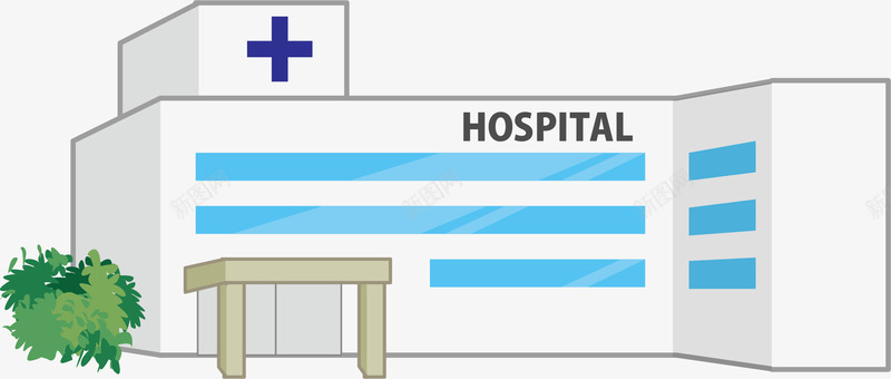 手绘医院建筑插画矢量图图标图标