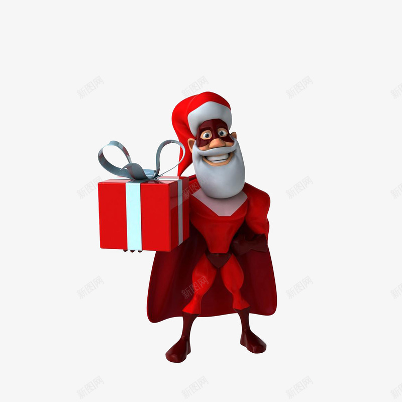 手托礼物的圣诞老人png免抠素材_新图网 https://ixintu.com 手托东西 手托礼物 红色披风 肌肉圣诞老人
