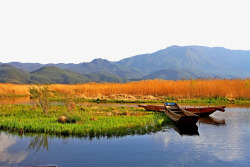 渔船PNG图云南泸沽湖秋景高清图片