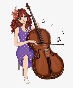 拉大提琴的文艺女生素材