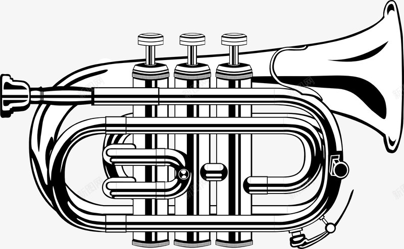 银色的小号png免抠素材_新图网 https://ixintu.com 乐团 小号 音乐 黄铜