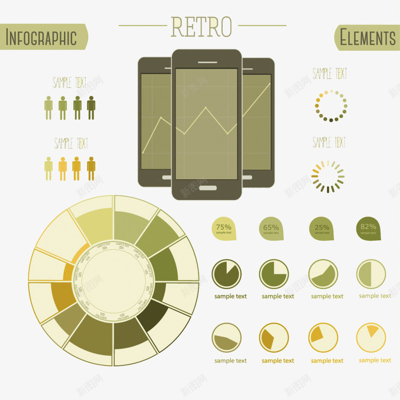 ppt元素矢量图eps免抠素材_新图网 https://ixintu.com ppt元素 商务 大数据 手机 统计图 装饰 矢量图