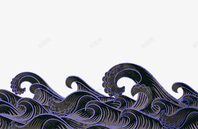 紫色清新海浪边框纹理png免抠素材_新图网 https://ixintu.com 免抠PNG 海浪 清新 紫色 边框纹理