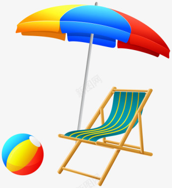 度假帆船夏季沙滩椅日光伞图标图标