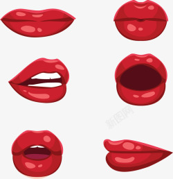 不同嘴型的性感红唇矢量图素材