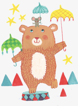 彩色雨伞童话小熊高清图片