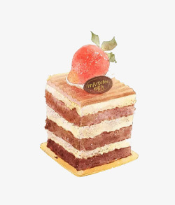 千层夹心一块巧克力草莓蛋糕高清图片