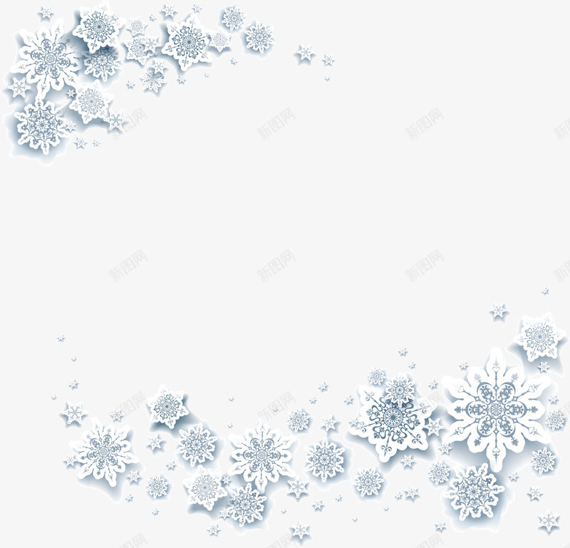 白色冰晶雪花png免抠素材_新图网 https://ixintu.com 冬季 冰晶 框架 白色 边框纹理 雪花