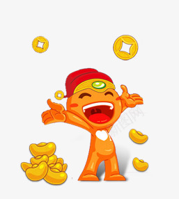 卡通财神爷png免抠素材_新图网 https://ixintu.com 元宝 卡通 财神爷 金币