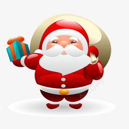 雪人和圣诞老人礼物盒图标图标