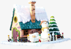 圣诞城堡创意手绘扁平风格圣诞节城堡圣诞树高清图片