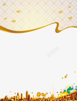 金色城市金币装饰边框背景素材