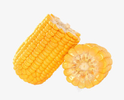 一根白玉米一根折成两段的玉米高清图片