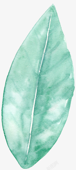 手绘水彩化妆品化妆刷手绘薄荷绿叶高清图片