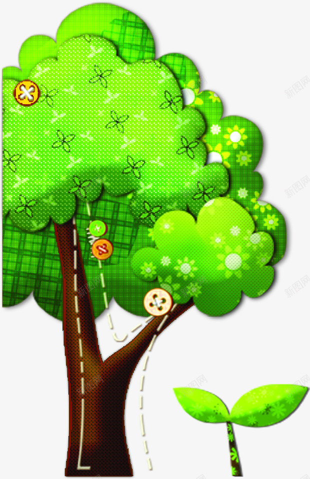 绿色手绘卡通山楂树创意png免抠素材_新图网 https://ixintu.com 创意 卡通 山楂 绿色