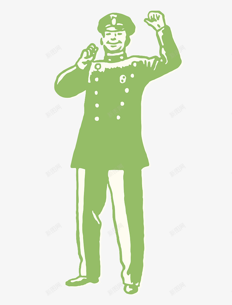 手绘举手宣誓军官png免抠素材_新图网 https://ixintu.com 举手 宣誓人 手绘 绿色 领袖