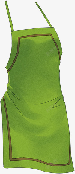 绿色可爱漫画围裙素材