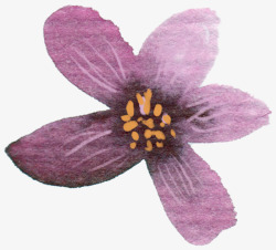 手绘文艺紫色花朵装饰素材