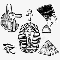 阿努比斯手绘古埃及元素矢量图高清图片