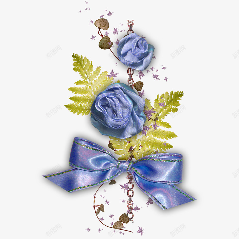 蓝色绸缎花朵植物装饰图案png免抠素材_新图网 https://ixintu.com 免抠PNG 树叶 植物 绸缎 花朵 花草 蓝色 装饰图案 饰品