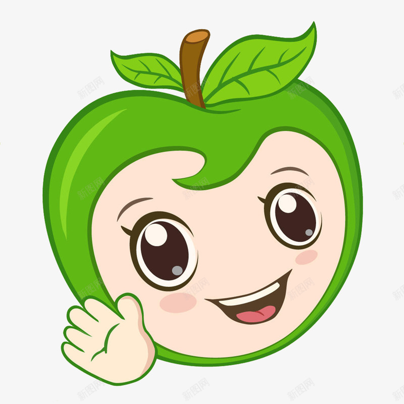 青苹果笑脸png免抠素材_新图网 https://ixintu.com 可爱卡通 水果 笑脸表情 苹果 苹果娃娃 青苹果