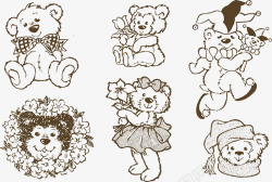 各种姿势造型可爱小熊造型姿势绘画高清图片