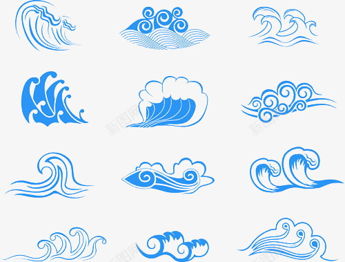 有质感的蓝色海浪元素png免抠素材_新图网 https://ixintu.com 元素 花纹 蓝色 设计 质感