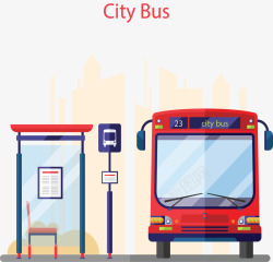 红色的公交车城市公共交通巴士矢量图高清图片