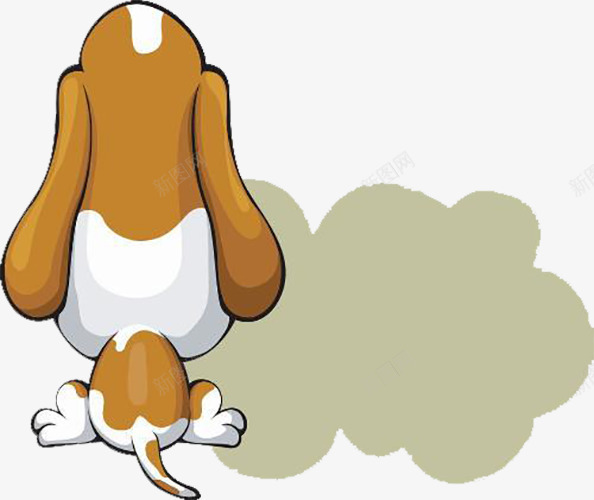 伤心的狗狗背影png免抠素材_新图网 https://ixintu.com 卡通狗爪 可爱背影 对话框 棕白色的狗狗 短短的尾巴