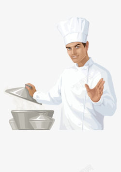 烹调正在烹调美食的厨师矢量图高清图片