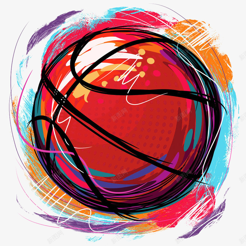 手绘篮球png免抠素材_新图网 https://ixintu.com 手绘 水粉 球体 篮球 篮球赛 篮球运动