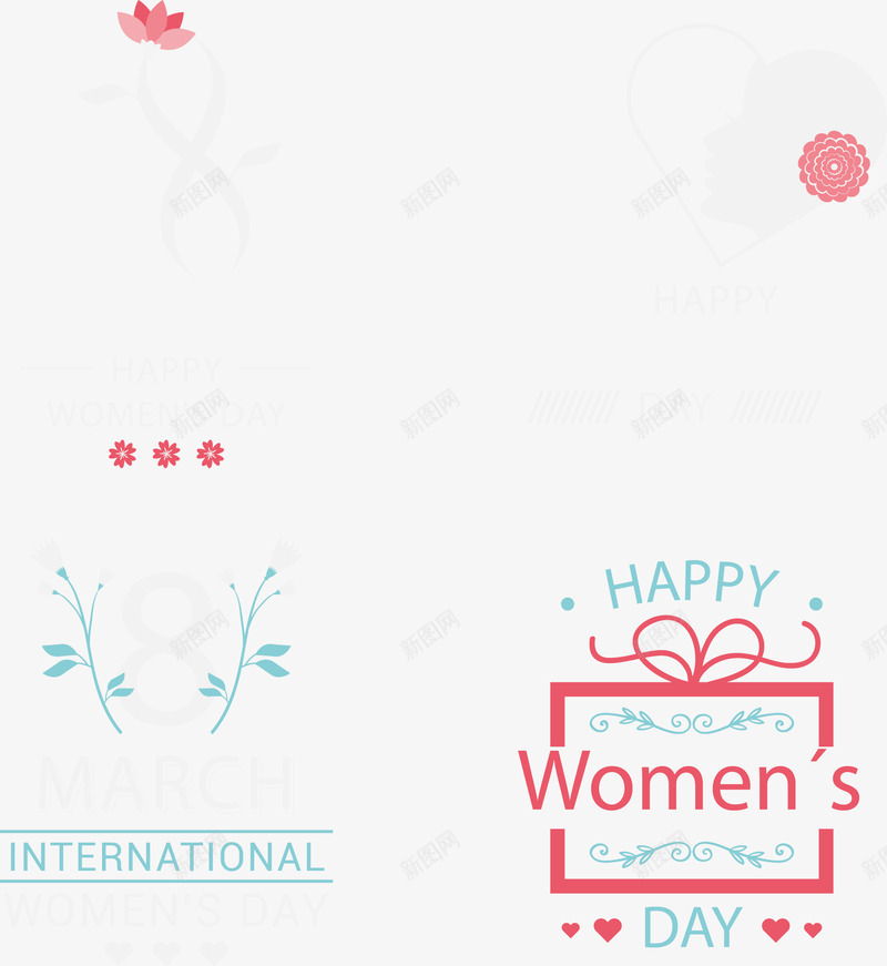 手绘三八妇女节图标png_新图网 https://ixintu.com 三八 图标 妇女节 手绘