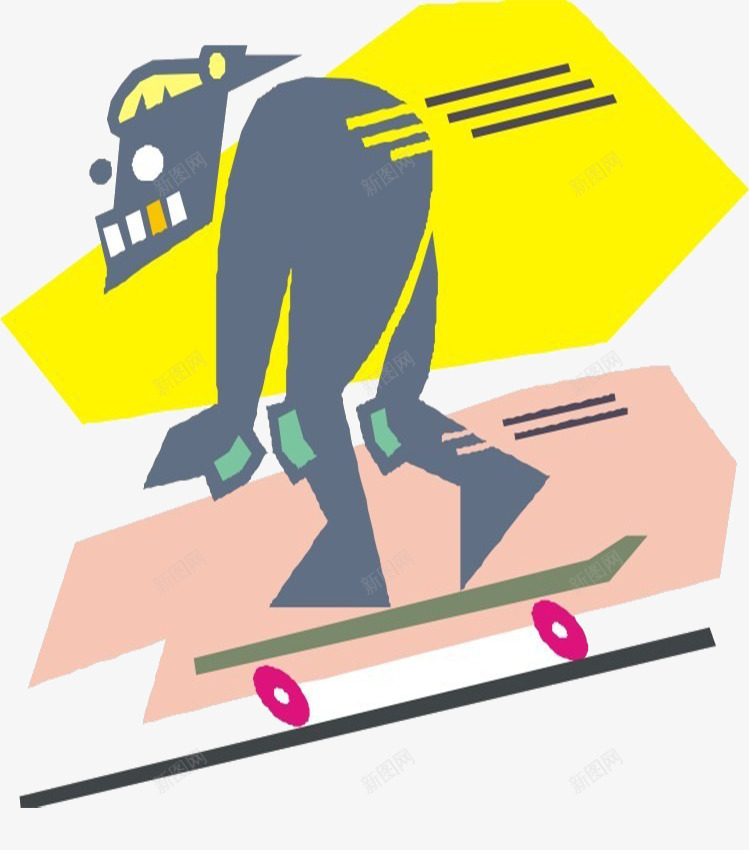 激情速度png免抠素材_新图网 https://ixintu.com 卡通 挑战 滑板 绘画 装饰 跑酷