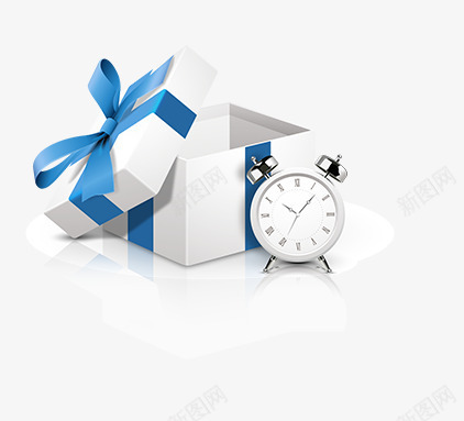 蓝色包装盒png免抠素材_新图网 https://ixintu.com 包装盒 时钟 礼物 科技 蓝色