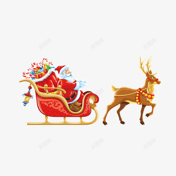 坐麋鹿车的圣诞老人png免抠素材_新图网 https://ixintu.com 圣诞节麋鹿圣诞老人