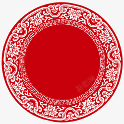 红色花纹保温杯春节剪纸高清图片