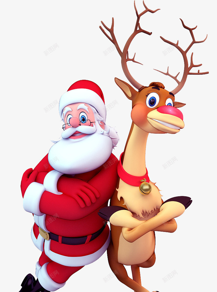 圣诞老人与可爱的驯鹿png免抠素材_新图网 https://ixintu.com 与可 圣诞 爱的 老人 驯鹿
