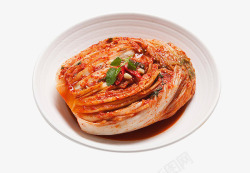 韩式泡菜锅仔白碗里的辣白菜高清图片