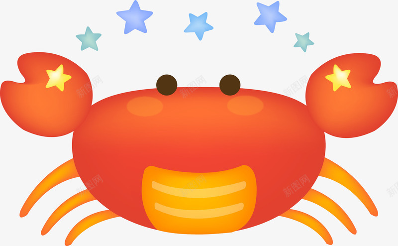 卡通螃蟹png免抠素材_新图网 https://ixintu.com 吃螃蟹 水生 海鲜 甲壳类 螃蟹