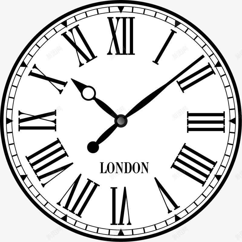罗马数字表盘时钟图标png_新图网 https://ixintu.com 伦敦时间 圆圈刻度 时钟 时钟刻度 时间 时间盘 罗马数字 英国时间 钟表
