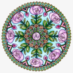 花朵拼凑蓬蓬裙紫色花朵拼凑的圆盘元素高清图片